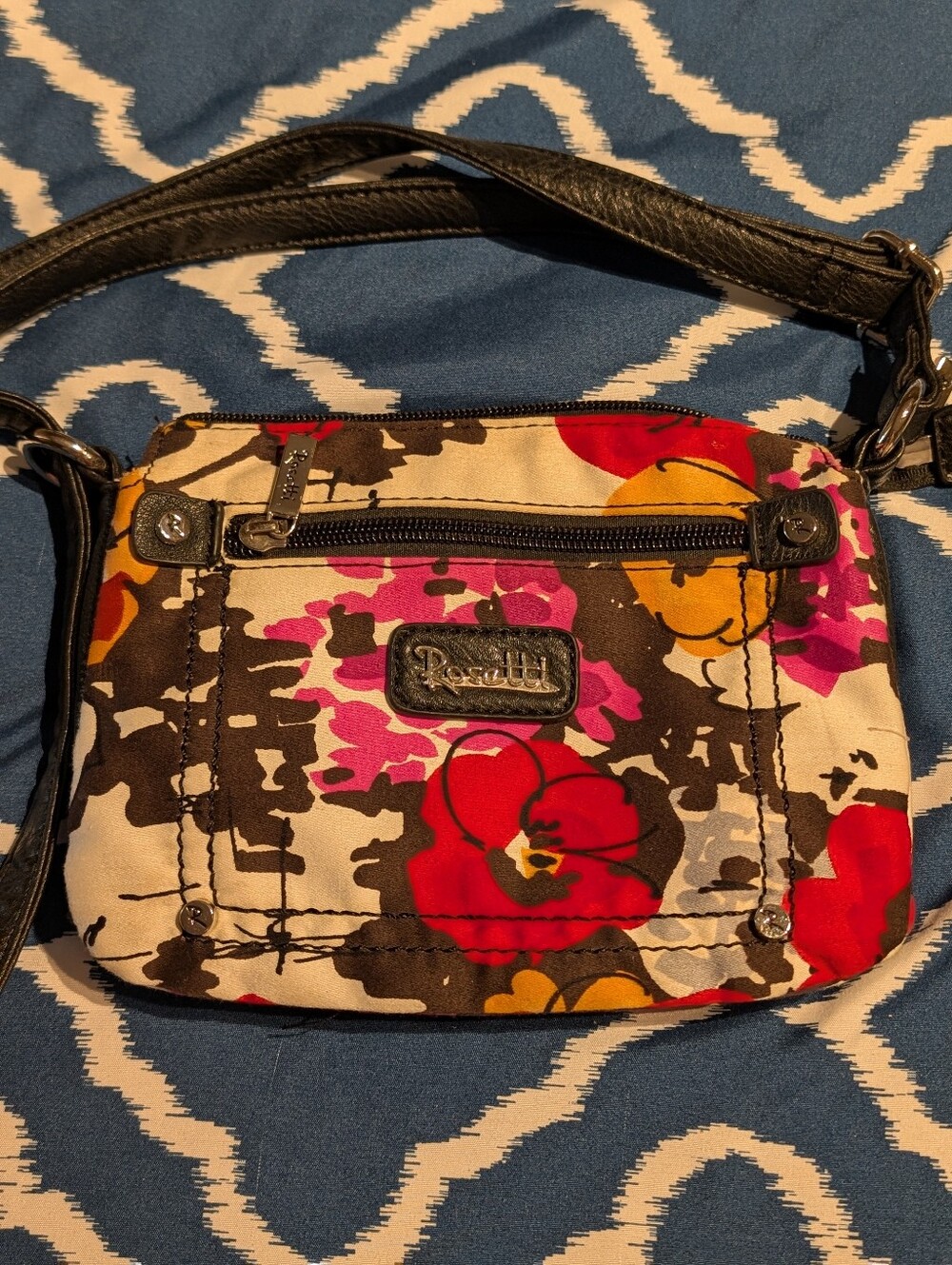 Rosetti Floral Crossbody in Red, Pink, Yellow and Black.